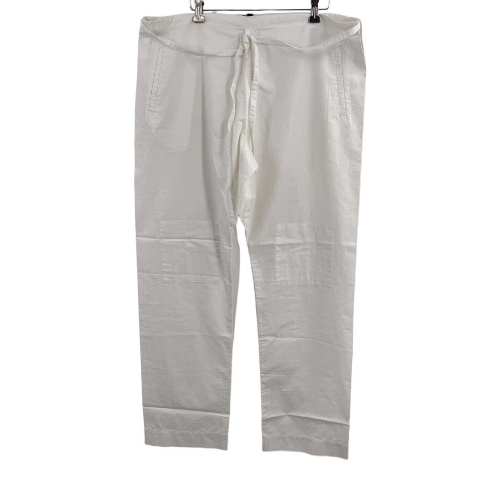ATM White Lightweight Cotton Wide Leg Pant Large New